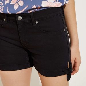 NWT LOFT Tie Hem Denim Shorts In Black
